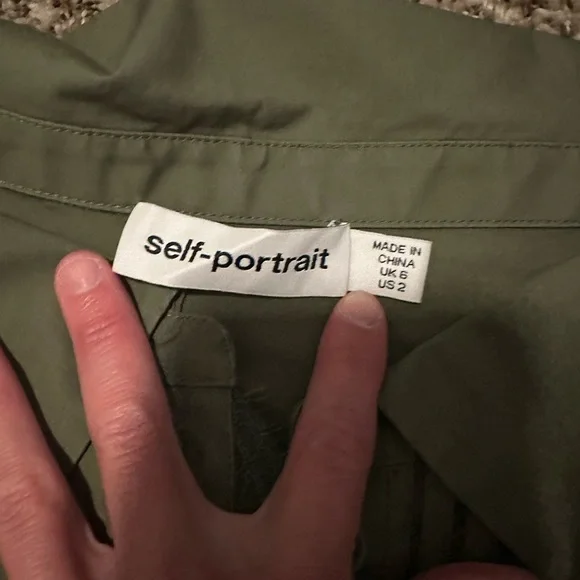 Self-Portrait Olive Green Off-Shoulder Kids Dress - Picture 4 of 4